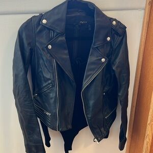 MAJE LEATHER BIKER JACKET